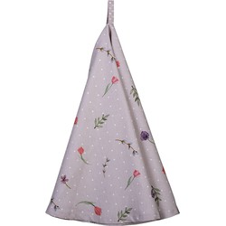 Clayre & Eef Theedoek  Ø 80 cm Beige Roze Katoen Rond Bloemen Vaatdoek