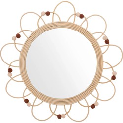 Atmosphera Wandspiegel - bloem - rotan - D38 cm - bohemian/boho spiegel - Spiegels