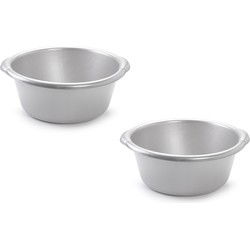 2x stuks camping afwasteil/afwasbak zilver 15 liter - Afwasbak