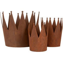 Clayre & Eef Decoratie schaal Set van 3 Kroon Ø 32x25 / Ø 17x21 / Ø 12x17 cm Bruin Metaal