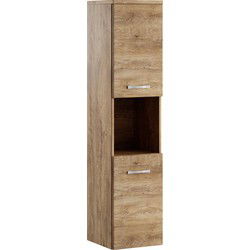 Badplaats Badkamerkast Montreal 30 x 30 x 131 cm - Bruin Eiken - Hangende Kolomkast met 2 Deuren