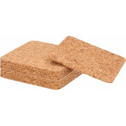 Zeller Glazenonderzetters - set 12x - vierkant - 10x10 cm - Kurk - Glazenonderzetters