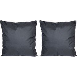 Set van 2x stuks buiten/woonkamer/slaapkamer kussens in het zwart 45 x 45 cm - Sierkussens
