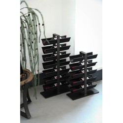 PTMD Wijnrek Davitt - 45x18x61 cm - Leer - Zwart