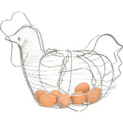 Cosy & Trendy Eiermand - kip vorm - zilver - metaal - 43 x 27 cm - Eierdopjes