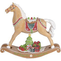 Clayre & Eef Kerstdecoratie Beeld Hobbelpaard Bruin Kunststof
