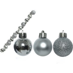 14x stuks kunststof kerstballen zilver 3 cm - Kerstbal
