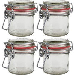 Weckpot/inmaakpot - 4x - glas - 100 ml - beugelsluiting - transparant - Weckpotten