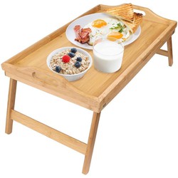 Decopatent® Bamboe inklapbare bedtafel voor op bed met dienblad - Houten Bedtafelje - Laptoptafel - Ontbijt Bed - Bank dienblad