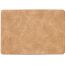 Zeller Placemats - lederlook - lichtbruin - 42 x 30 cm - tafel dekken - onderleggers - Placemats