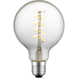 Edison Vintage LED filament lichtbron Globe - Helder - G95 Spiraal - Retro LED lamp - 9.5/9.5/13.5cm - geschikt voor E27 fitting - Dimbaar - 4W 280lm 3000K - warm wit licht