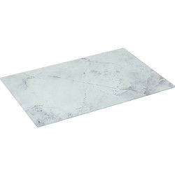 5Five snijplank/serveerplank van glas - wit marmer print - 30 x 20 cm - Snijplanken
