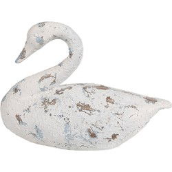 Clayre & Eef Decoratie Beeld Zwaan Wit Bruin Polyresin