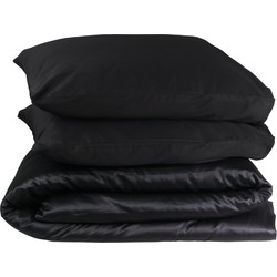 PHLOX Dekbedovertrek Queen - 100% Katoen Satijnen (300 TC) - Eenpersoons 140x200/220 cm + 1 Kussensloop - Zacht & Huidvriendelijk - Zwart