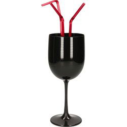 Wijnglas - onbreekbaar - zwart - kunststof - 480 ml - wijnglazen - Wijnglazen