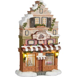 Luville Kerstdorp Chocolade winkel - 17.5x8.5x27.5 cm - Polyresin - Multi