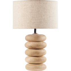 BETWA - Tafellamp - Lichtbruin - 41 cm - Mangohout/Katoen/Linnen