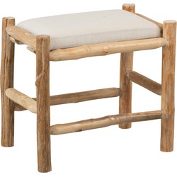 J-line - Krukje+kussen 1p Hout Naturel/wit - 50x36.5x44cm