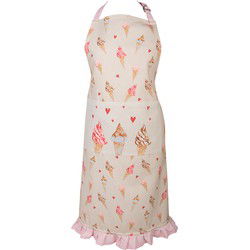 Clayre & Eef Keukenschort Beige Roze Katoen IJsjes