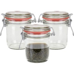 Weckpot/inmaakpot - 3x - glas - 300 ml - beugelsluiting - transparant - Weckpotten