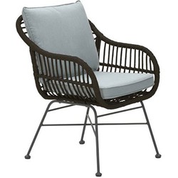 Margriet dining fauteuil zwart rotan/ mint grey - Garden Impressions