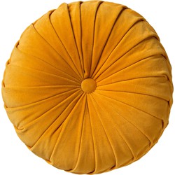 Dutch Decor KAJA - Sierkussen rond velvet Ø40 cm -  Golden Glow - geel - Dutch Decor