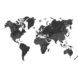 ESTAhome fotobehang wereldkaart antraciet grijs - 3 x 3 m - 158941