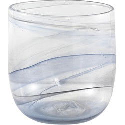 PTMD Anni Windlicht - 14 x 14 x 16 cm  - Glas - Blauw