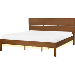Beliani BOISSET - Tweepersoonsbed-Bruin-Rubberhout