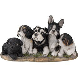 Clayre & Eef Beeld Hond Zwart Wit Kunststof