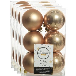 48x stuks kunststof kerstballen toffee bruin 6 cm glans/mat - Kerstbal