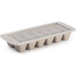 Plasticforte IJsblokjesvorm met afsluitdeksel - taupe - 1x -12 blokjes - IJsblokjesvormen
