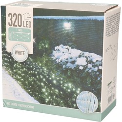 Koel witte netverlichting kerstlampjes 1,5 x 3 meter met 320 lampjes - Kerstverlichting lichtgordijn