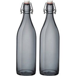 Bormioli rocco waterfles beugeldop - 2x - grijs transparant - 1000 ml - Weckpotten