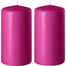2x Kaarsen fuchsia roze 6 x 10 cm 36 branduren sfeerkaarsen - Stompkaarsen