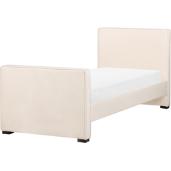 Beliani TEENIE - Eenpersoonsbed-Beige-Fluweel