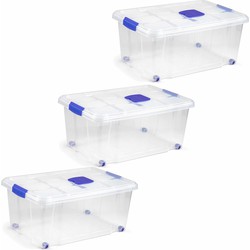 3x Opbergbakken/organizers met deksel 36 liter 59 cm transparant - Opbergbox
