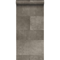 Origin Wallcoverings XXL behang tegelmotief met leer look warm grijs - 50 x 837 cm - 357238