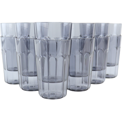 OTIX Kunststof Drinkglazen - Herbruikbaar - Set van 12 - Waterglas - Groot - 350ml - Transparant - Grijs - Kunststof - ECLIPSE