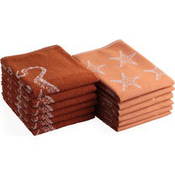 DoubleDry Theedoeken en Keukendoeken Set - 12 Stuks - 100% Katoen - Hoge Absorptie & Duurzaam - Oceaan, Terracotta
