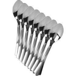 Urban Living BBQ/verjaardag bestek - lepels - 8x - kunststof - 16cm - zilver - herbruikbaar - Eetlepels