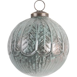 Clayre & Eef Kerstbal  Ø 10 cm Turquoise Glas Rond Kerstboomversiering