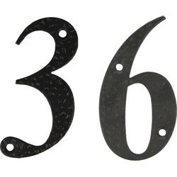 AMIG Huisnummer 36 - massief gesmeed staal - 10cm - incl. bijpassende schroeven - zwart - Huisnummers