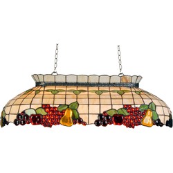 LumiLamp Hanglamp Tiffany  94x41x115 cm Beige Rood Metaal Glas Rechthoek Fruit Hanglamp Eettafel