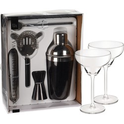 Excellent Houseware cocktails maken set 5-delig met 4x Margarita glazen - Cocktailshakers