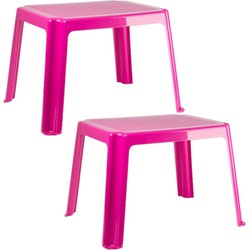 2x stuks kunststof kindertafels roze 55 x 66 x 43 cm - Bijzettafels