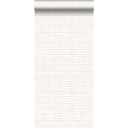 ESTAhome behang tekst beige op wit gemeleerde achtergrond
