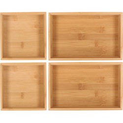 Lade bakjes/organize set - Tidy Smart - 4-delig - bamboe - opbergsysteem - Bestekbakken