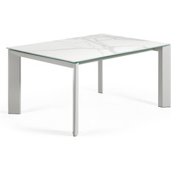 Kave Home - Axis uitschuifbare tafel van porselein met grijze poten 160 (220) cm