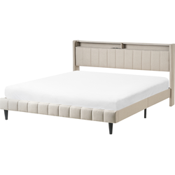 BEAULIEU - Tweepersoonsbed met opbergruimte - Beige - 180 x 200 cm - Stof